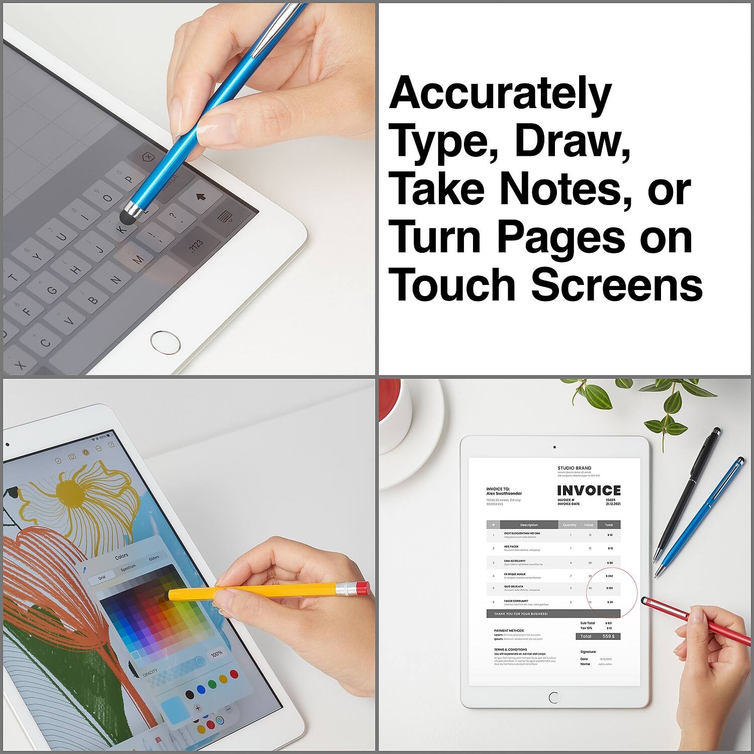 Accurately Type, Draw, Take Notes, or Turn Pages on Touch Screens

d - 0 - - - K - - - Y - M H - T N G - B F V a C X .. 7123

N - - - - - | : INVOICE : - i | I i - - - GENS Nuntas - i : - - - - : : - : - ...

100%