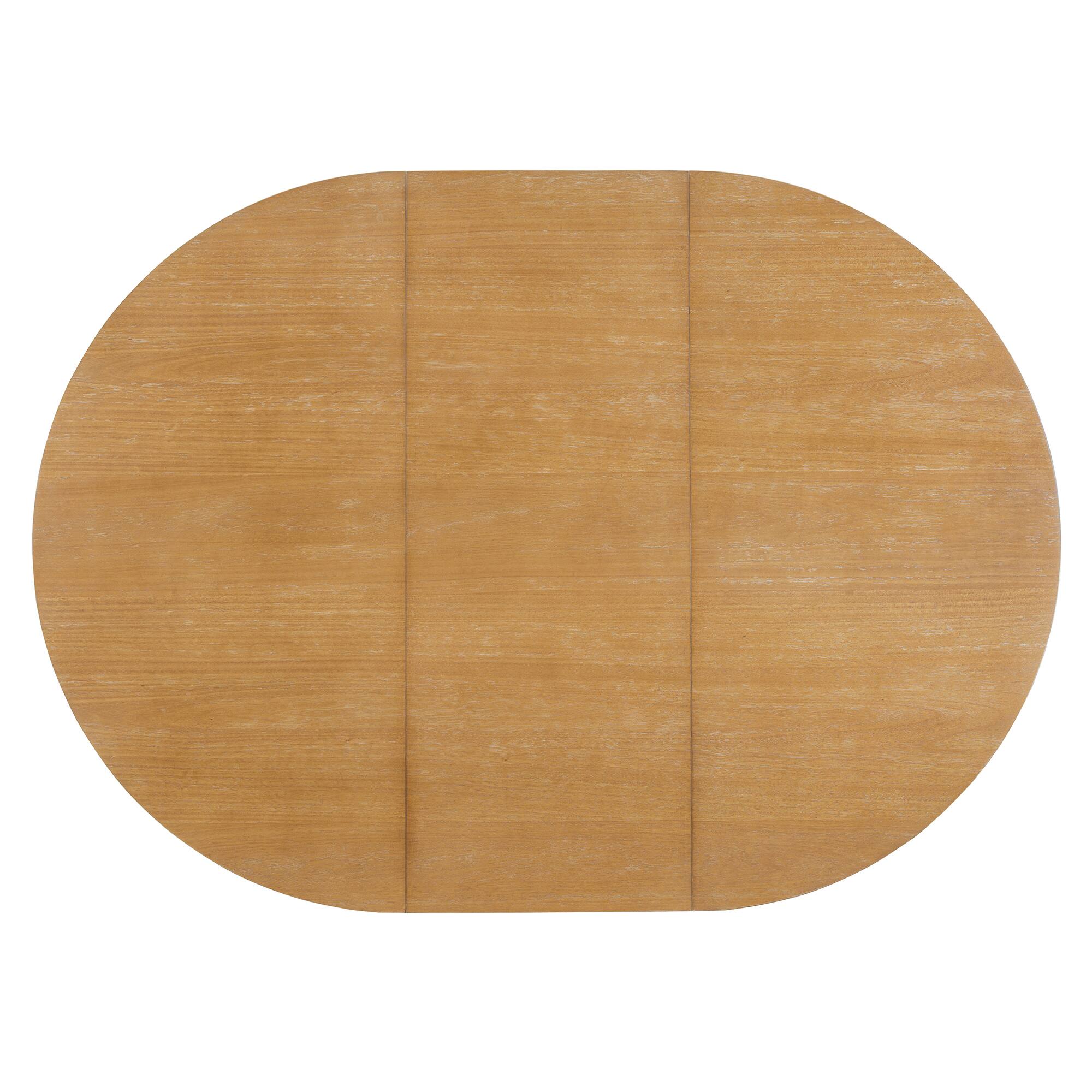 Alt View 9. Tiramisubest - 42"-58" Oval Extendable Dining Table with Middle Leaf for 6, Retro Solid Wood Round Dining Table (Natural Wood Wash) - Natural Wood Wash.