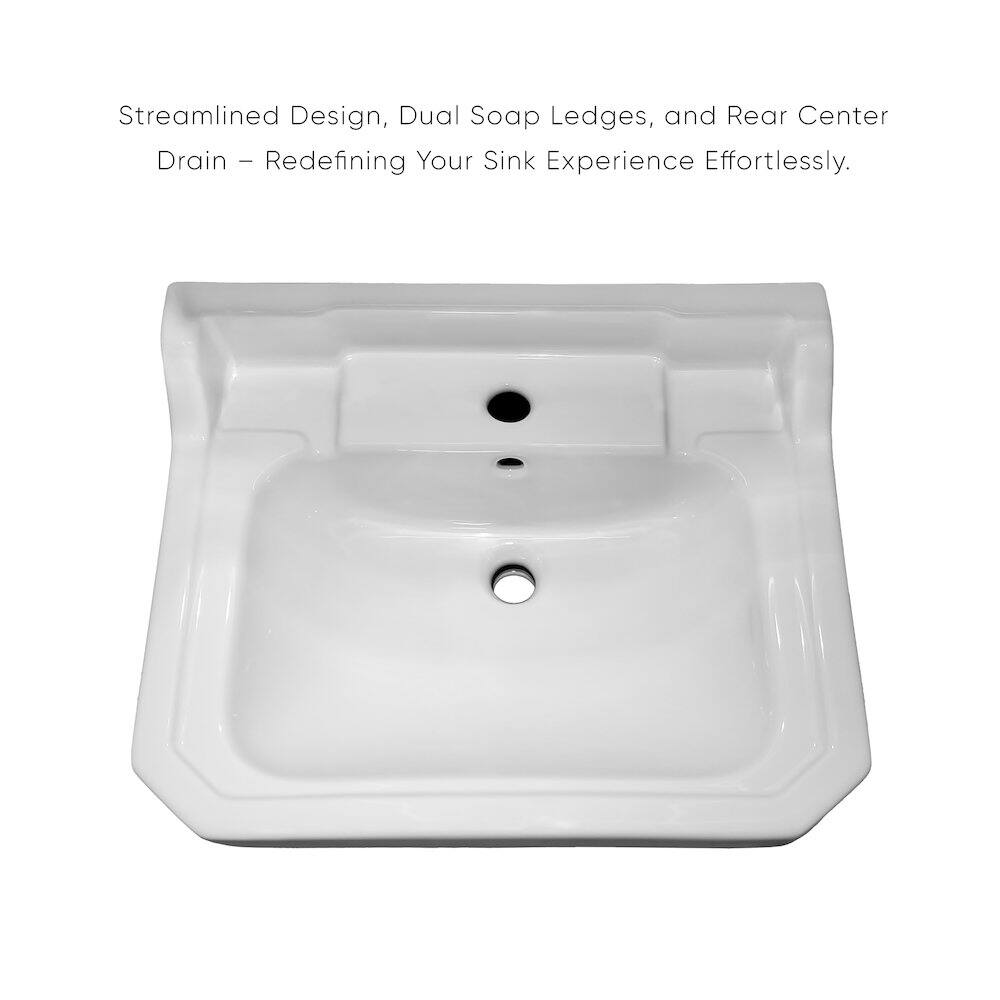 Streamlined Design, Dual Soap Ledges, and Rear Center Drain - Redefining Your Sink Experience Effortlessly.