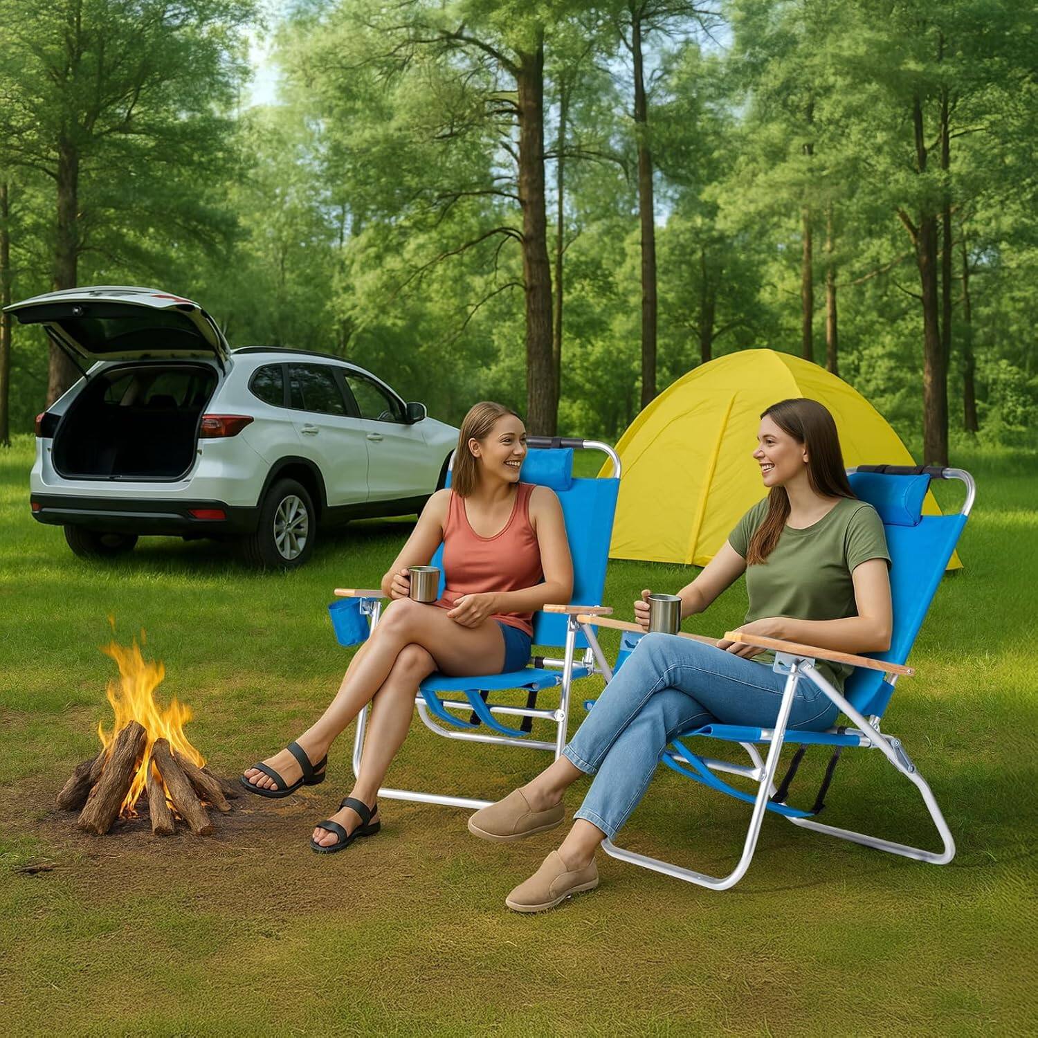 Alt View 8. Winado - 13in Aluminum Backpack Beach Chair Portable with Adjustable Straps, 3-Position Reclining, Cup Holder for Camping Picnic - Blue.