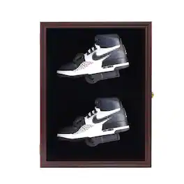 Cedar Assembly - Memorabilia Shoe Display Case Wooden Frame Wall Mount Acrylic Clear Door Sneaker Cabinet Containers Storage - 2xie cherry