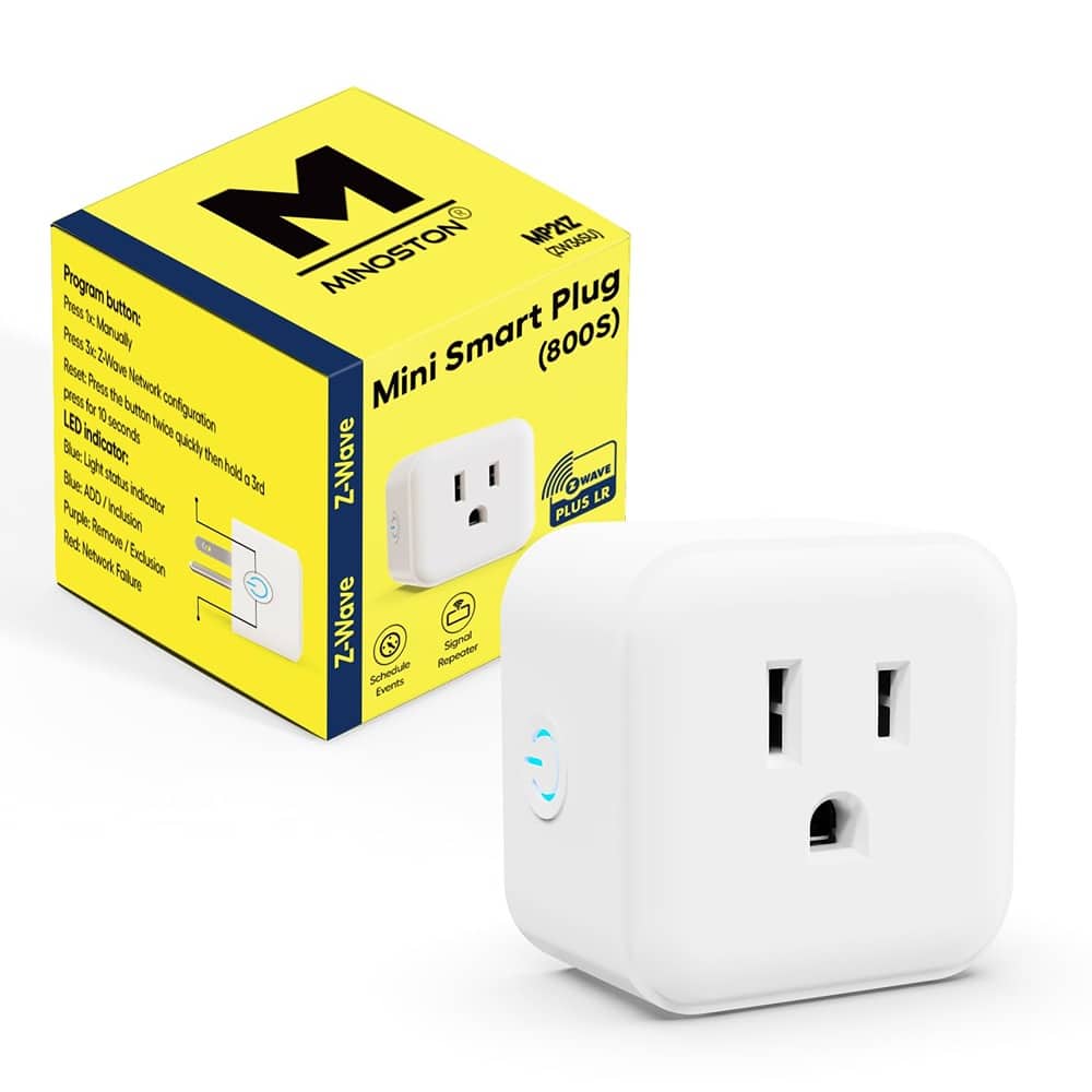 MOSZAR LLC - Z-Wave 800 Series Mini Smart Plug, 15A, Built-in Repeater, FCC/ETL Listed - White