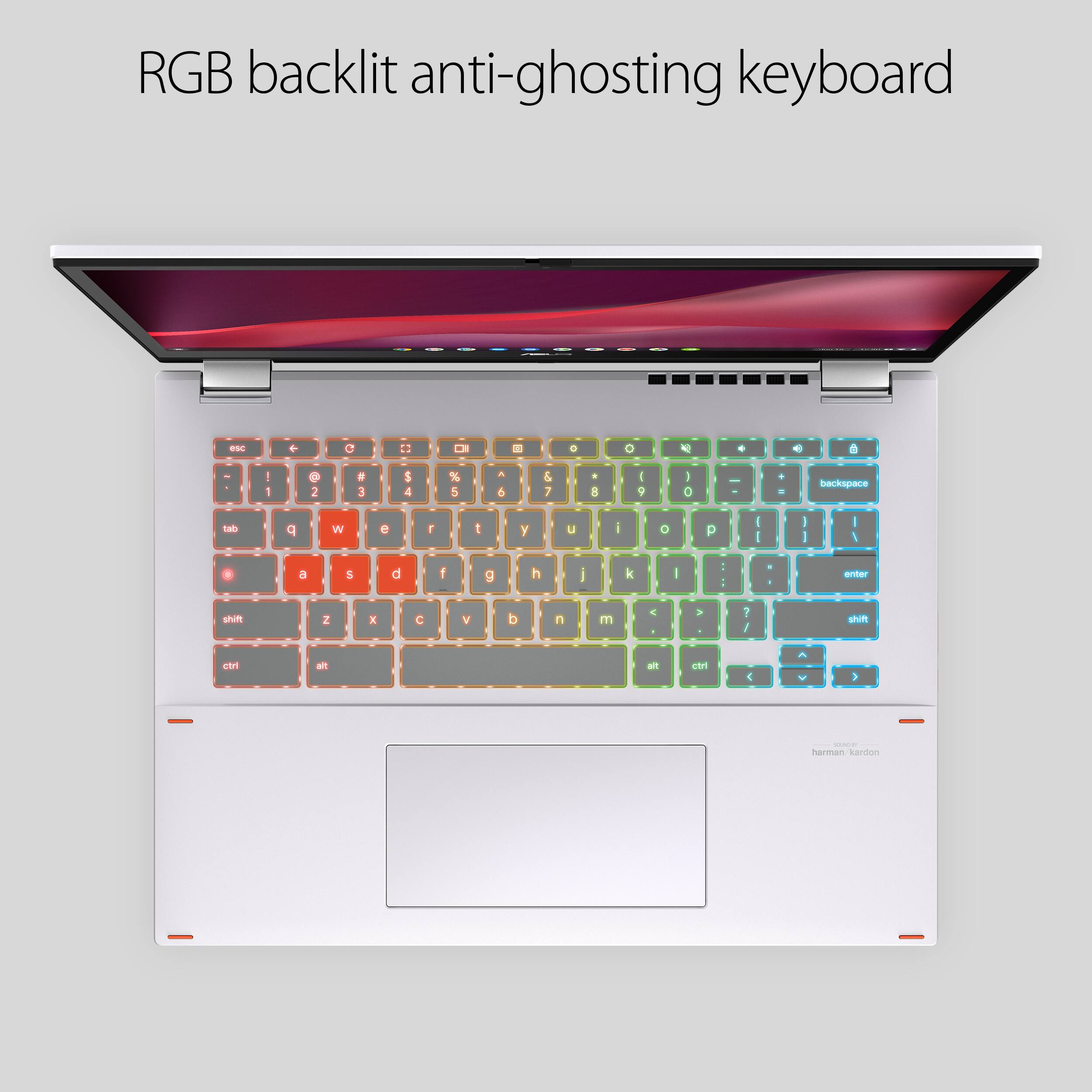 RGB backlit anti-ghosting keyboard

esc e C  . - 9 0 N . P S I - O 2  3 S 4 % 5 . d & 7 a I 9 I O I + - backspace sats P W e f 1 y u - O p I I I 1 I 1 a & d 1f g h - i I - . enter shint Z g C V b n mn E . a . 1  uun etri an ain etri  V 1 -  - harman karton