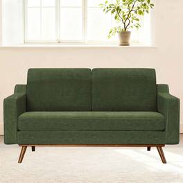 Vipbear - 65.4" Loveseat Sofa,Tool-Free Setup Small Couches for Bedroom Office, Green Corduroy - Green
