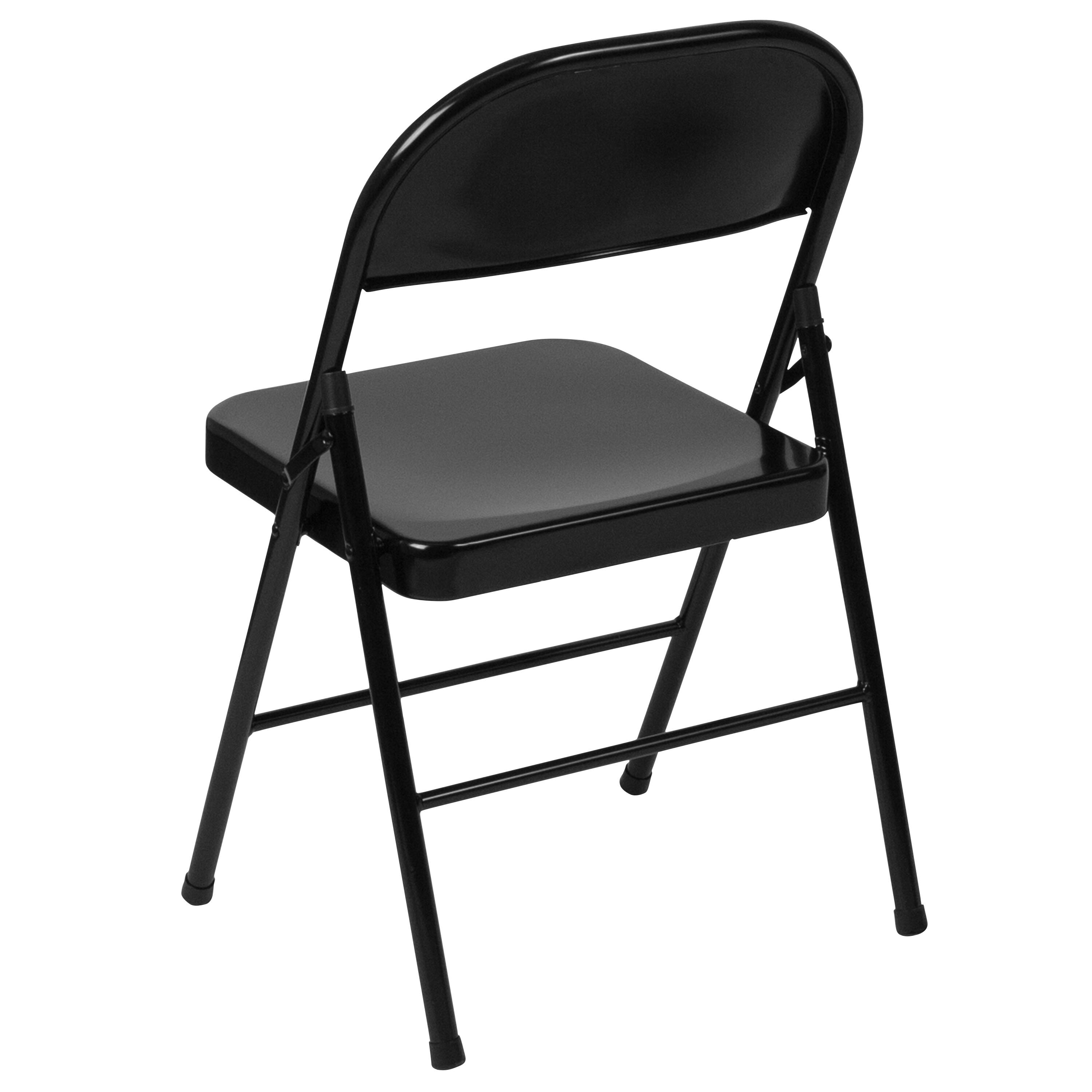 Alt View 8. Emma + Oliver - 4 Pack Double Braced Commercial Party Events Steel Metal Folding Chair - Black.
