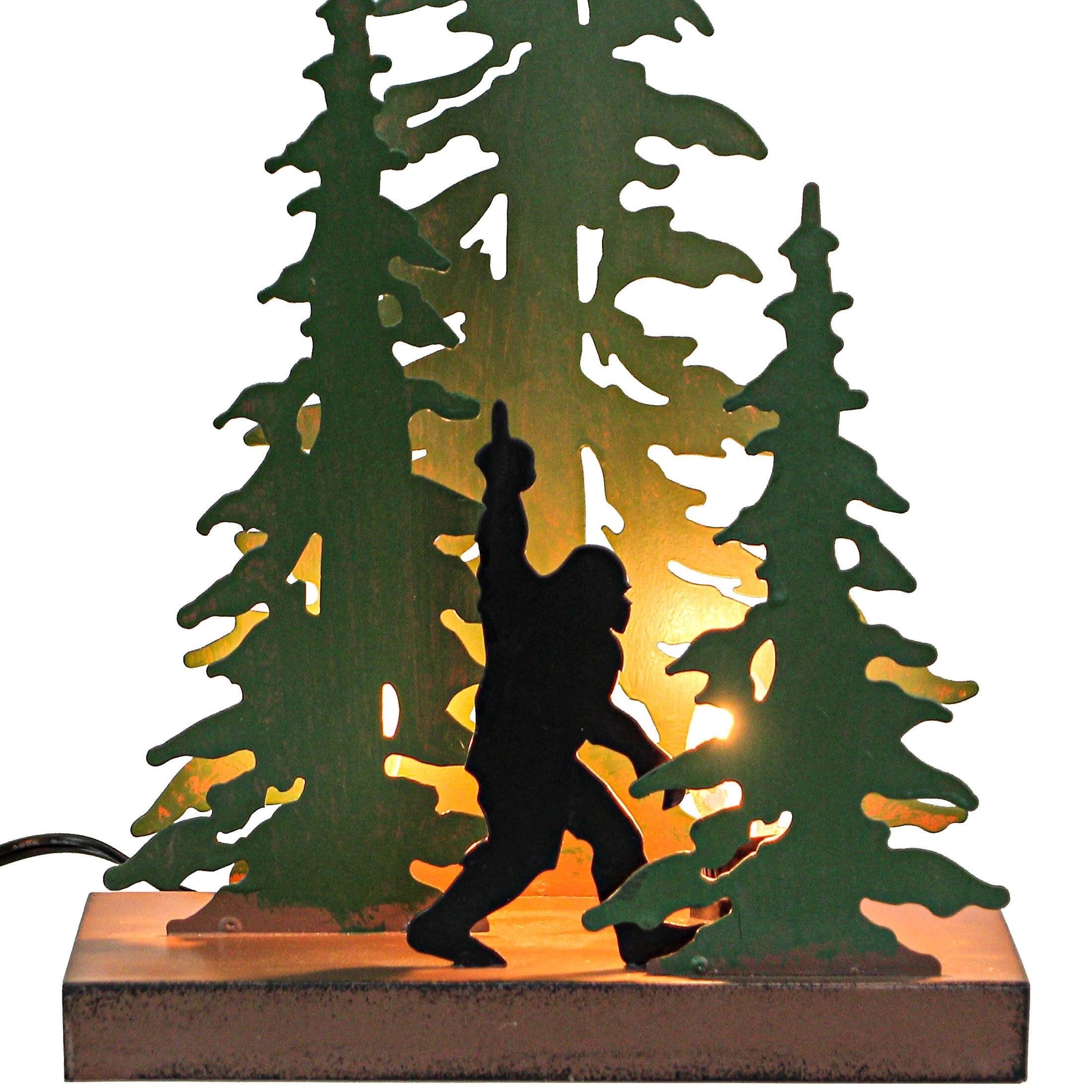 Alt View 1. Zeckos - Rustic Metal Rude Bigfoot In Forest Accent Lamp Decorative Sasquatch Home Decor - Multicolored.