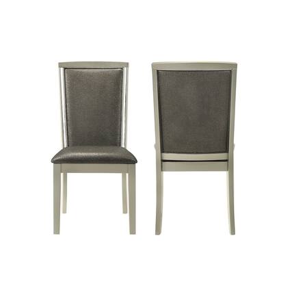 Front. New Classic Furniture - Lumina Wood Dining Chair in Silver (Set of 2) - Grey.