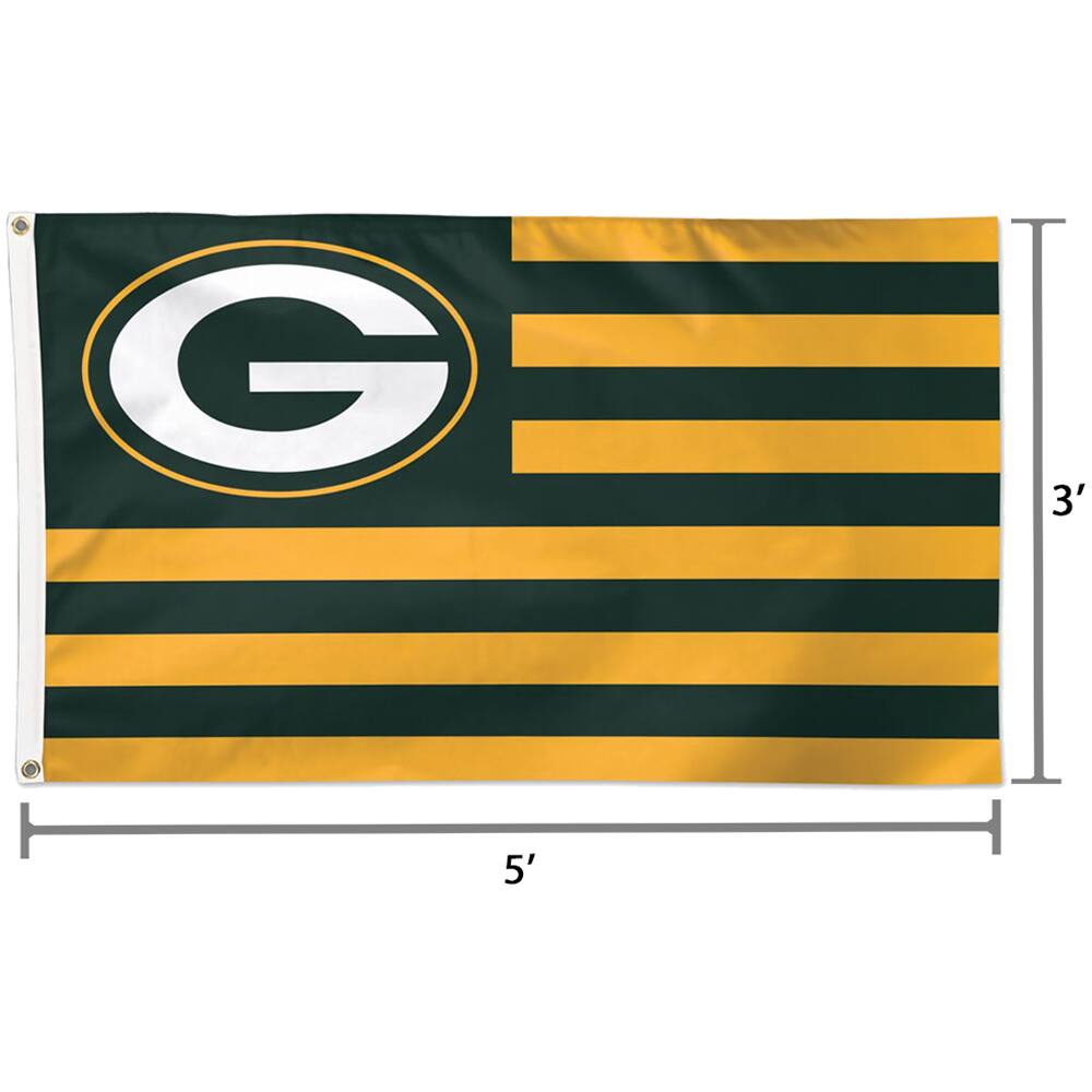 Alt View 1. WinCraft - Green Bay Packers 3' x 5' Americana Stars & Stripes Deluxe Flag - Multicolor.