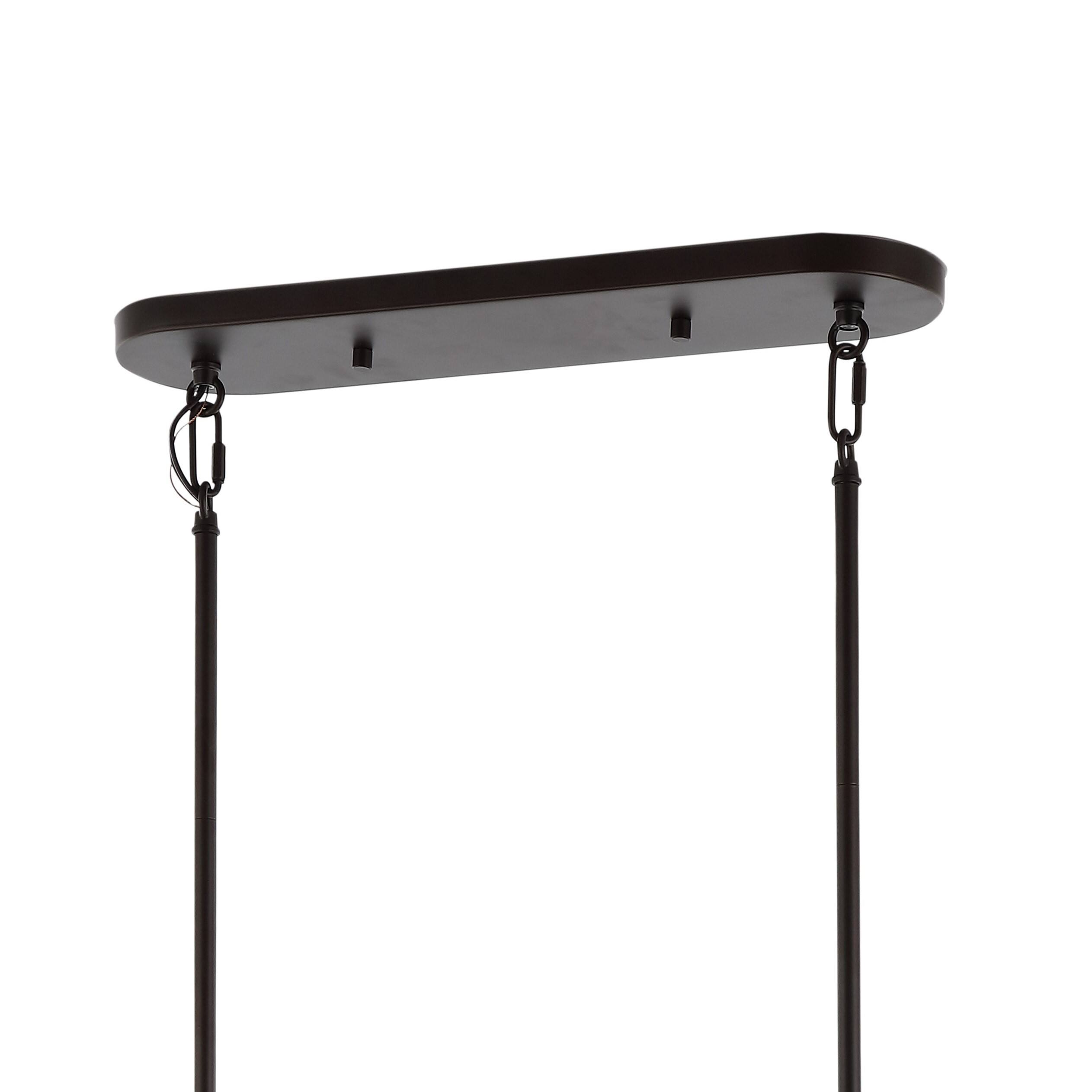 Alt View 5. Jonathan Y - Chadwick 42" 4-Light Rustic Farmhouse Iron Linear LED Pendant, Oil Rubbed Bronze - Light Brown/Oil Rubbed Bronze.