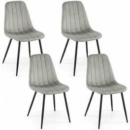 Costway - Dining Chairs Set of 4 with Sturdy Metal Legs,Curved Backrest, Seat for Dining Room - Gray + Black