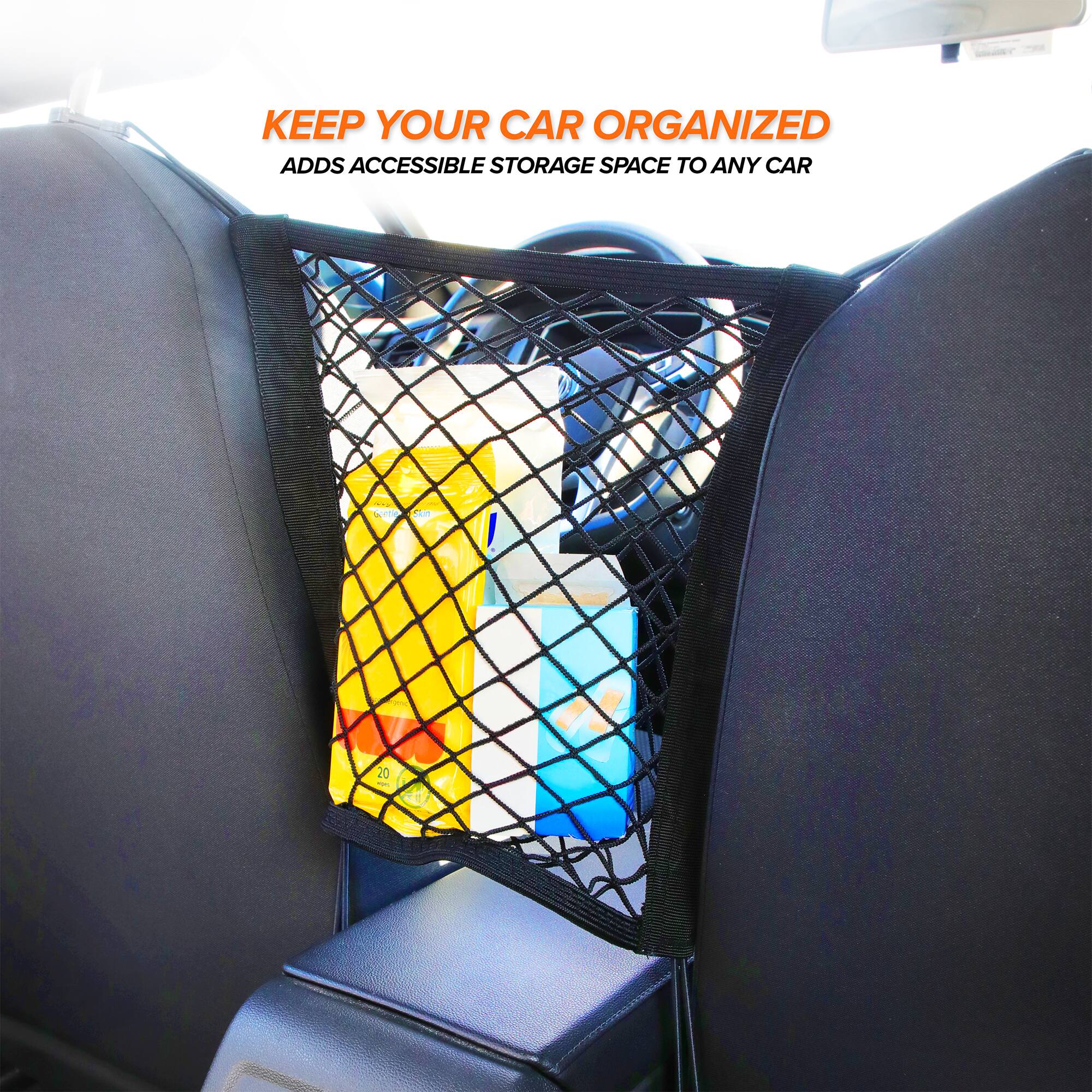 KEEP YOUR CAR ORGANIZED  
ADDS ACCESSIBLE STORAGE SPACE TO ANY CAR