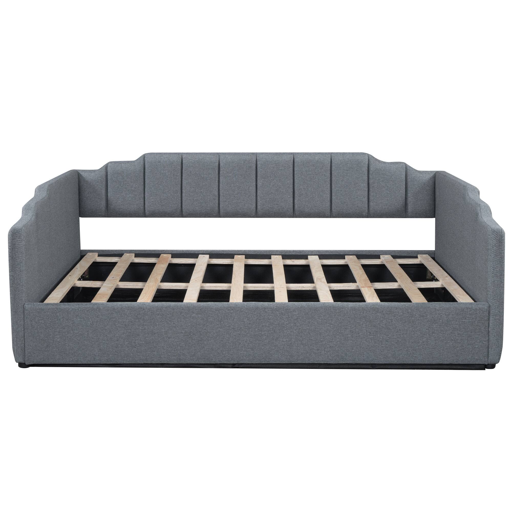 Alt View 1. Whisen - Full Size Upholstered Daybed with Underneath Storage for Bedroom and Guest Room - Gray.