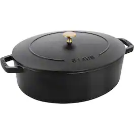 Staub - Cast Iron 6.25-qt Shallow Oval Dutch Oven - Black