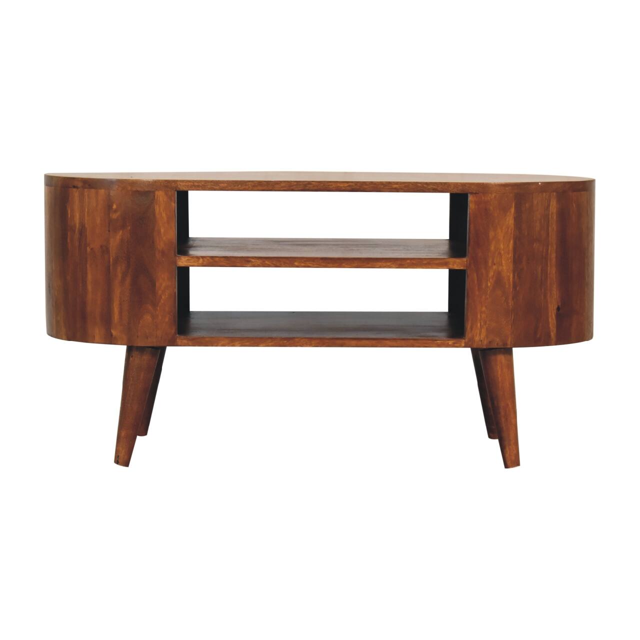 Artisan Furniture - Solid Wood Cortez Chestnut Media Unit, 2 Open Shelves, Dark - Brown