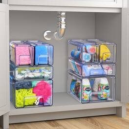 Sorbus - Large Stackable Storage Drawers – 4-Pack Plastic Organizer Bins with Handles – Pull-Out Stackable Drawers - Clear