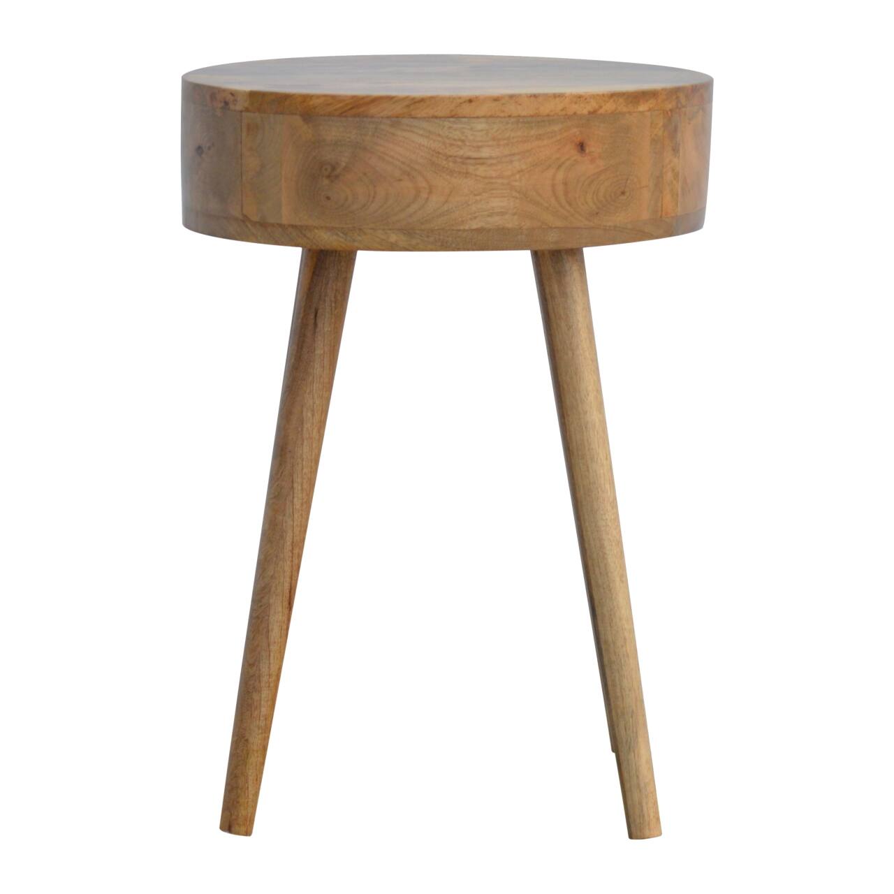 Alt View 2. Artisan Furniture - Artisan Furniture Solid Wood Nordic Circular Shaped Nightstand, 1 Drawer, Nordic legs, Brown - Oak.