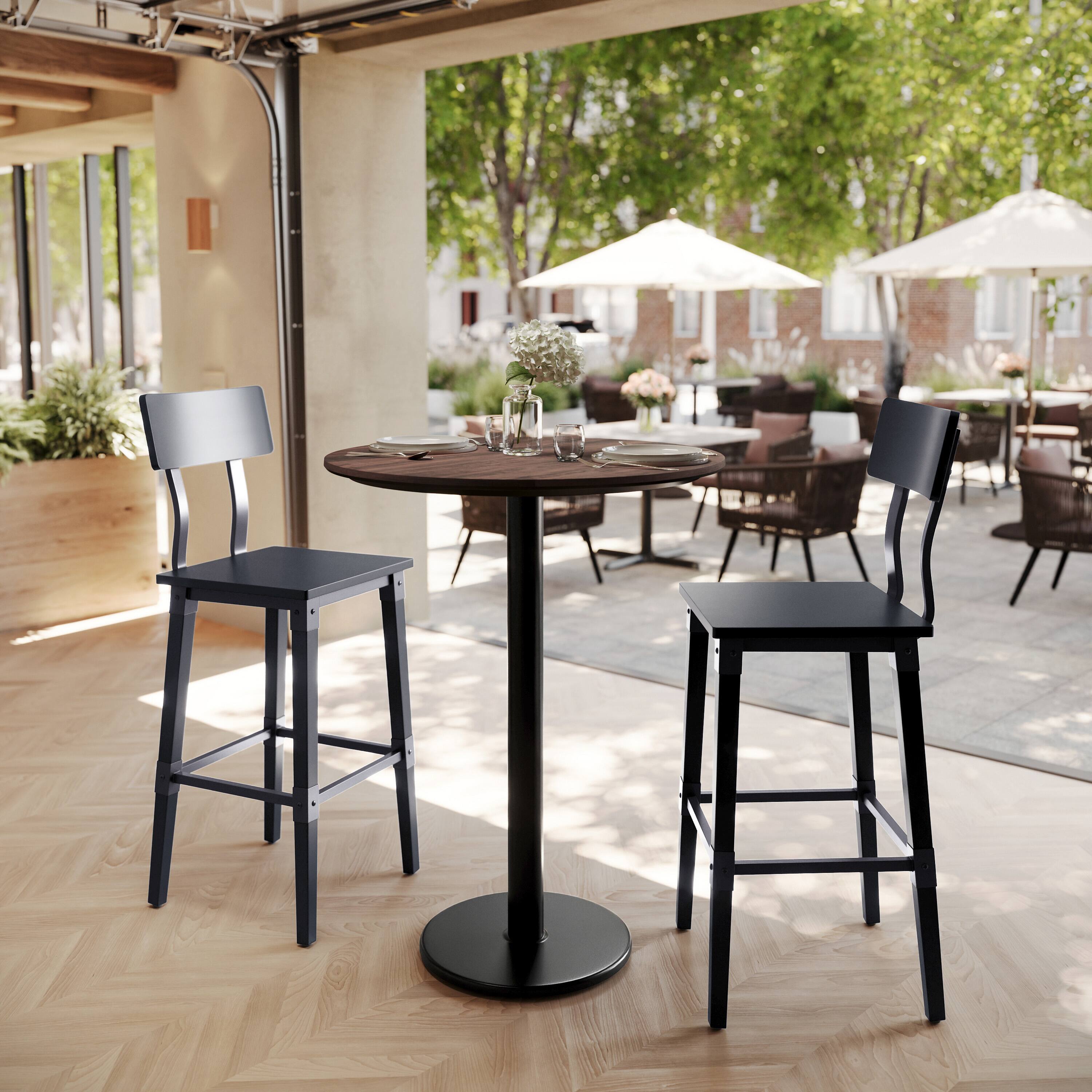 Alt View 1. Emma + Oliver - PureShield Tabletop with Seam-Free Surface Innovation and Bar Height Base - Dark Brown/Black Base.