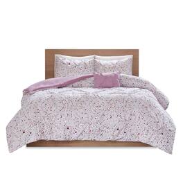 Gracie Mills - Athan Metallic Pintuck Duvet Cover Set - Plum