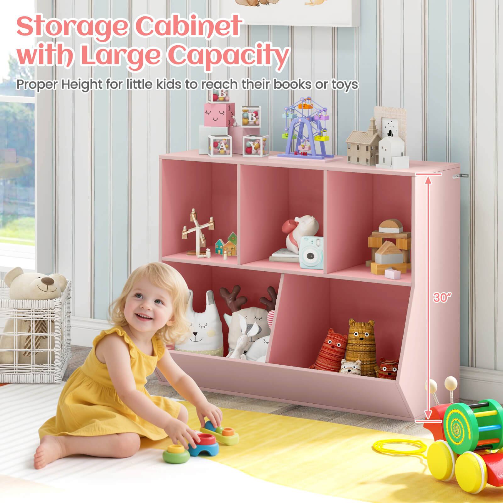 Storage Cabinet with Large Capacity  
Proper Height for little kids to reach their books or toys  
30"