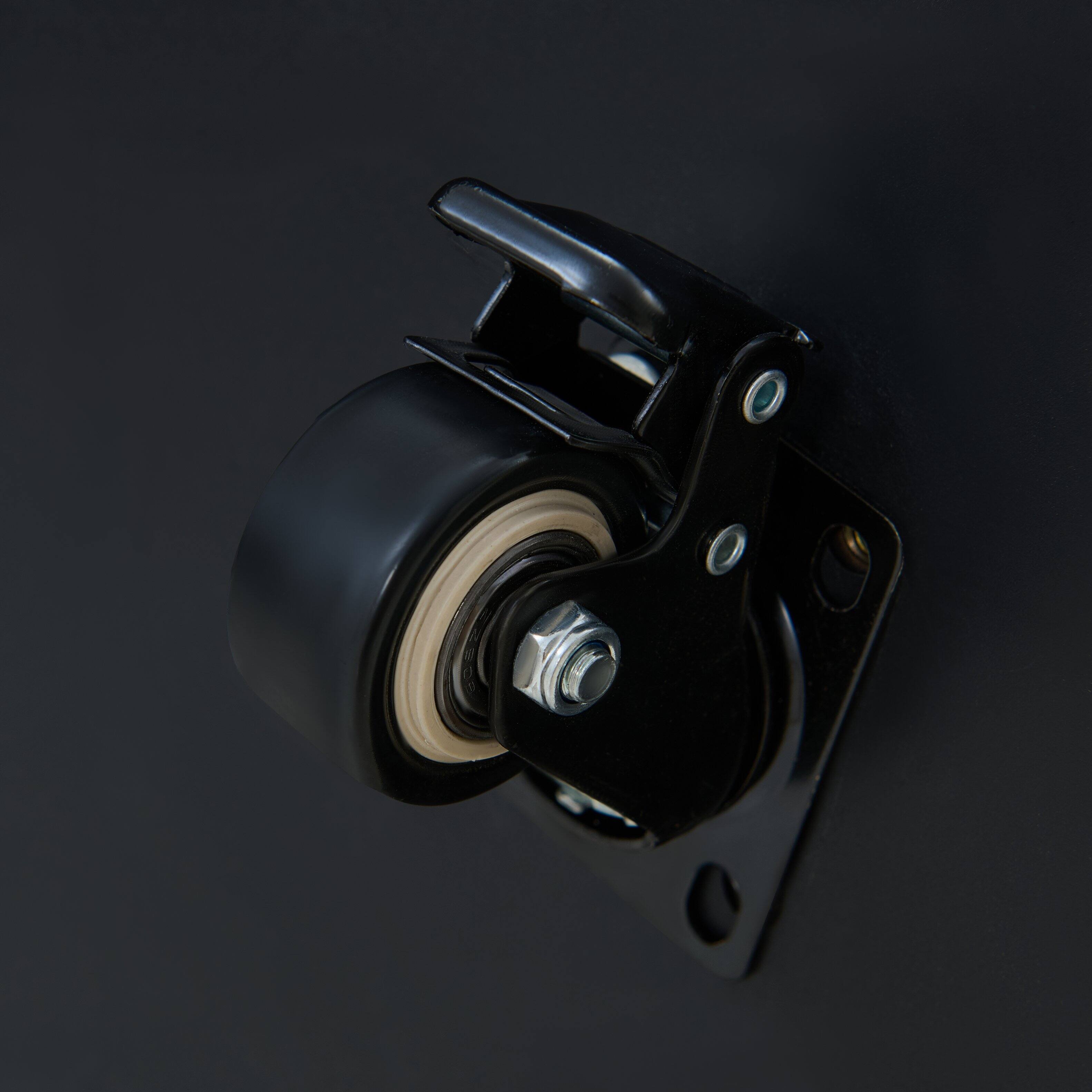 Alt View 8. Tiramisubest - Modern Round Movable Coffee Table with Casters, 2 Drawers, Marble Pattern Sintered Stone Top, Black, 29.5" - Black.