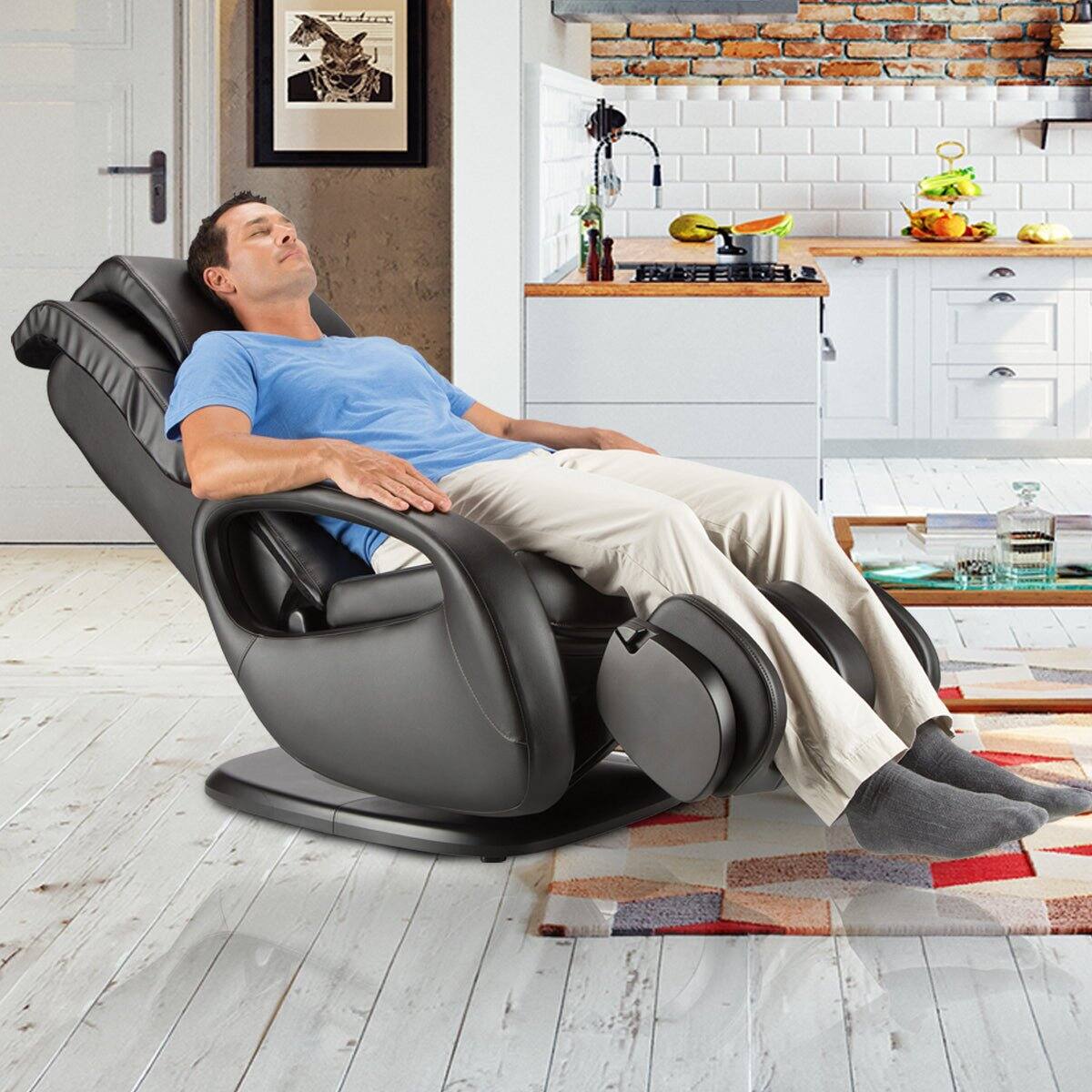 Left. Human Touch - WholeBody 7.1 Full Body 3D Massage Chair Recliner with Heat, Foot & Calf Massage and Swivel Base - Black.
