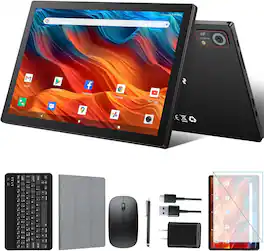 ANTEMPER - Android Tablet 10.1 inch, 128GB Storage, 8GB(4+4) RAM, Octa-Core, 5G WiFi Tableta, GMS Certified,Tablets with Keyboard - Gray