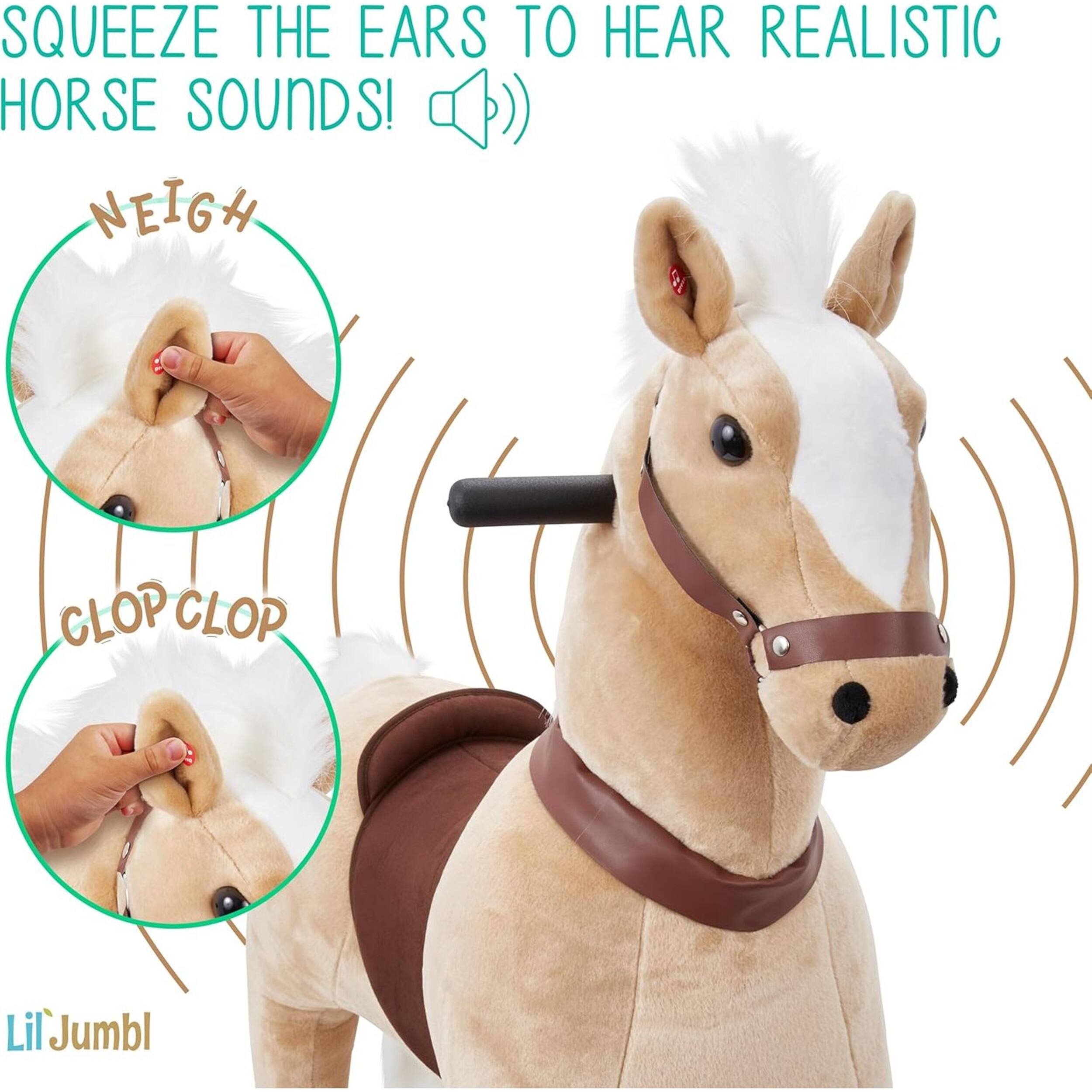 SQUEEZE THE EARS TO HEAR REALISTIC HORSE SOUNDS! NEIGH CLOP CLOP! Lil Jumbl
