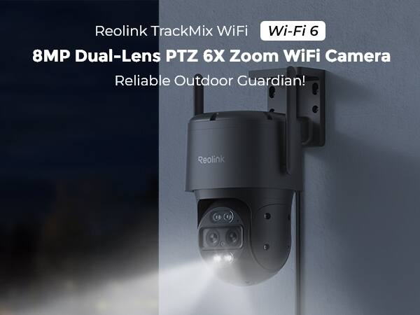 Reolink TrackMix WiFi Wi-Fi 6 8MP Dual-Lens PTZ 6X Zoom WiFi Camera Reliable Outdoor Guardian!