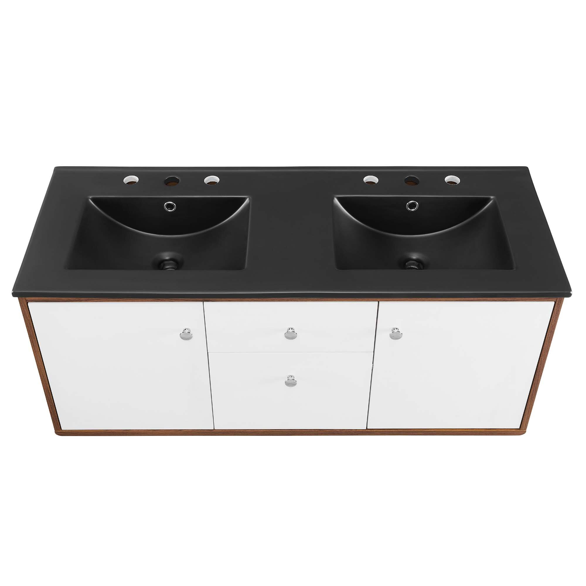 Alt View 4. Modway - Transmit Wall-Mount Bathroom Vanity Basin Included - Walnut Black.