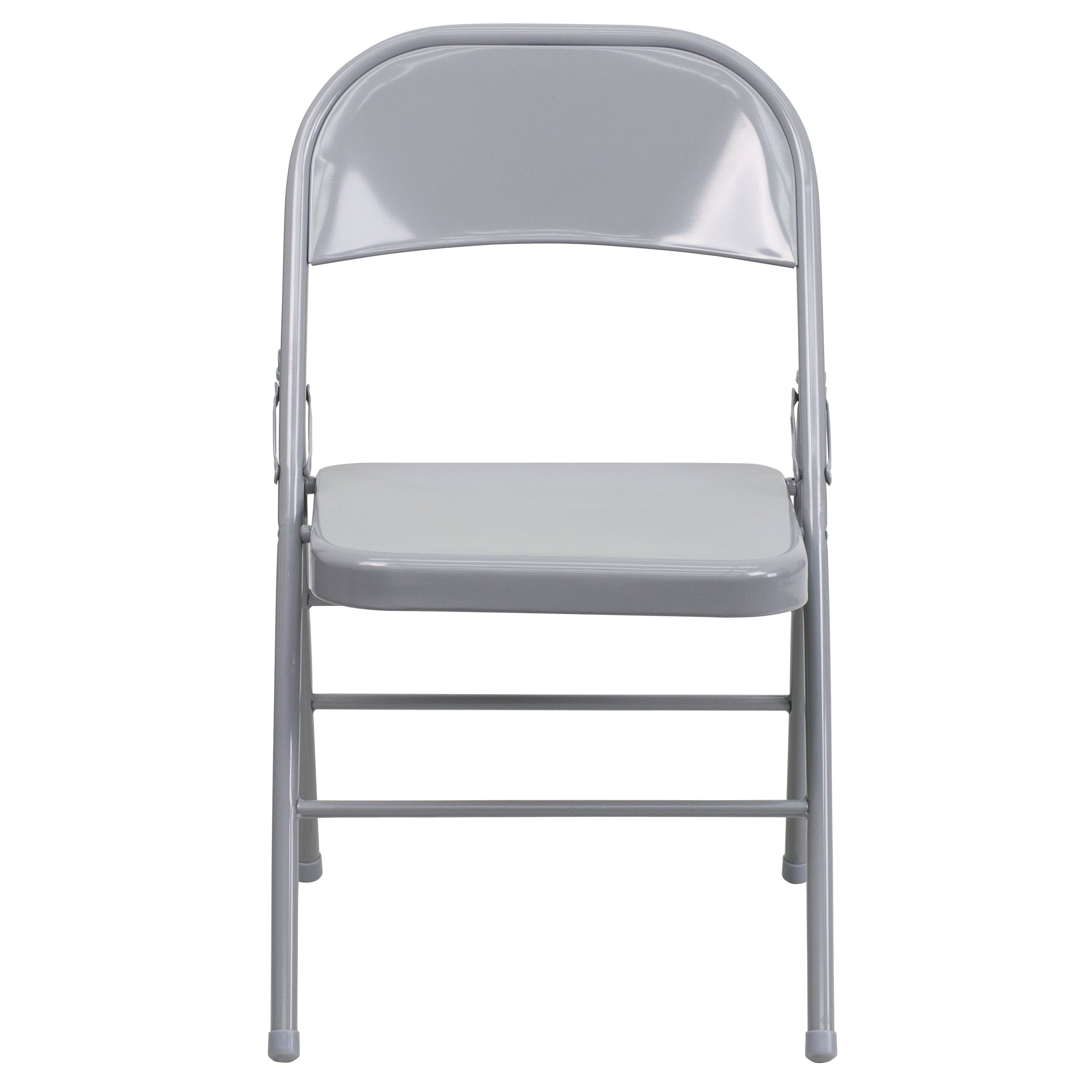 Alt View 7. Emma + Oliver - 4 Pack Triple Braced & Double Hinged Metal Folding Chair - Gray.