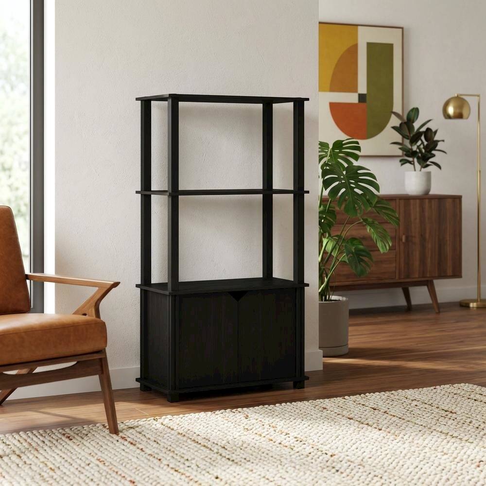 Angle. FurniFact - 3-Tier End Table Set in Americano and Chrome Finish with Modern Design - Americano/Chrome.