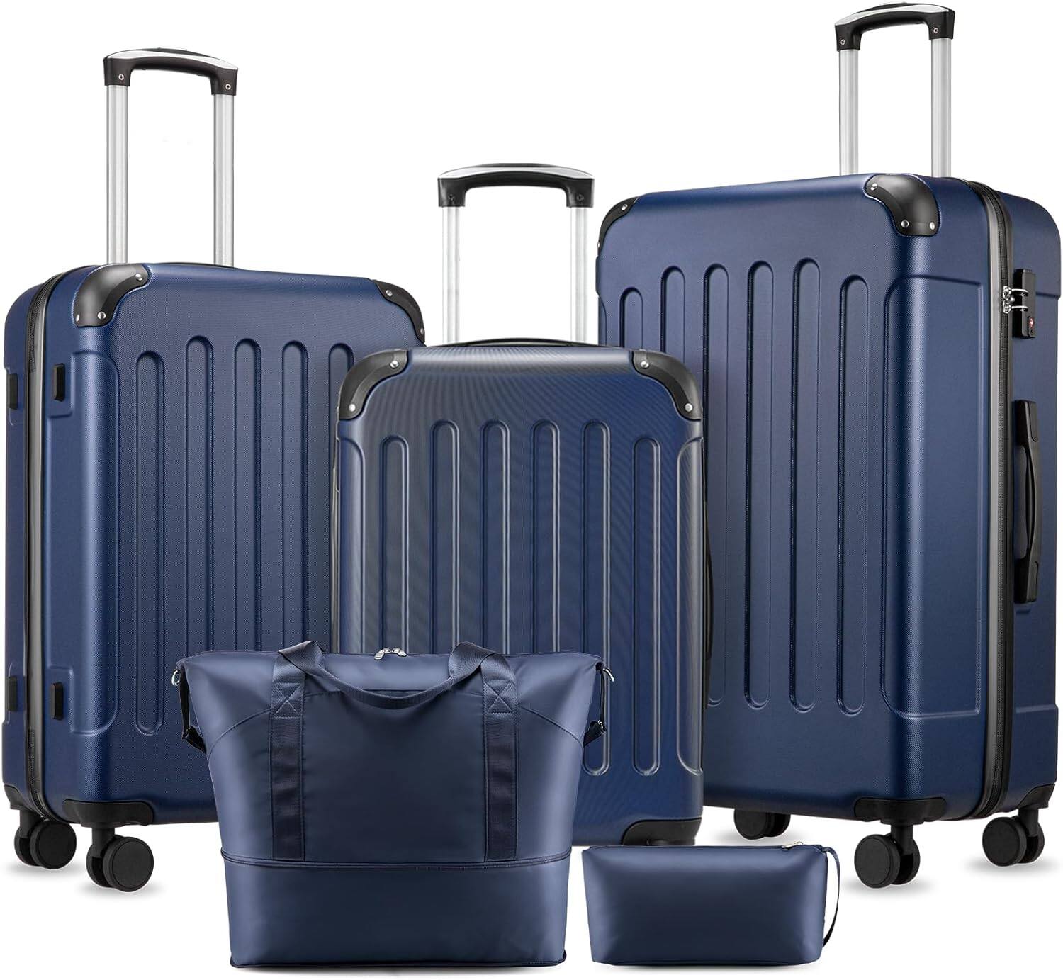 Front. LUGGEX - LUGGEX Luggage Sets 5 Piece, Hardside Suitcase with Wheels, TSA Approved - ACV - Blue.
