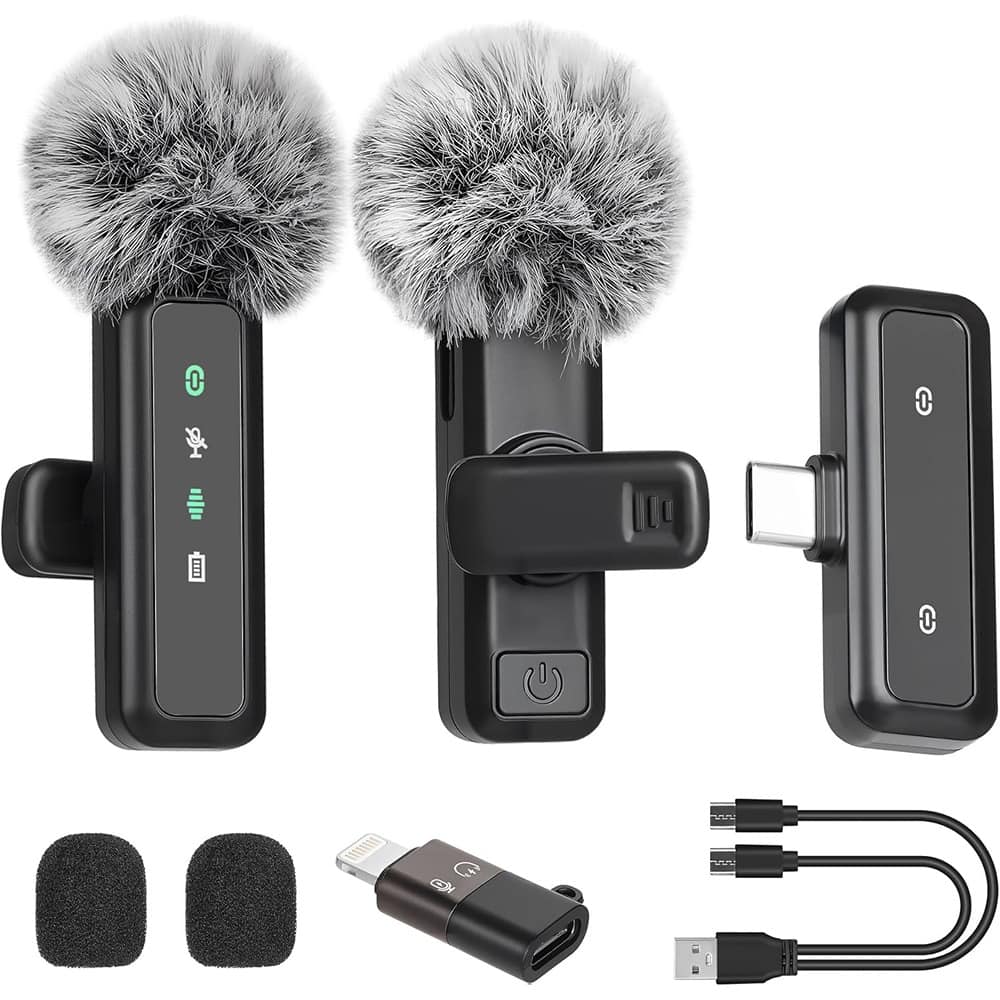 MOSZAR LLC - Mic2 Lavalier Microphone – Mini Clip-On, Noise-Reduction, Black, iPhone & Android