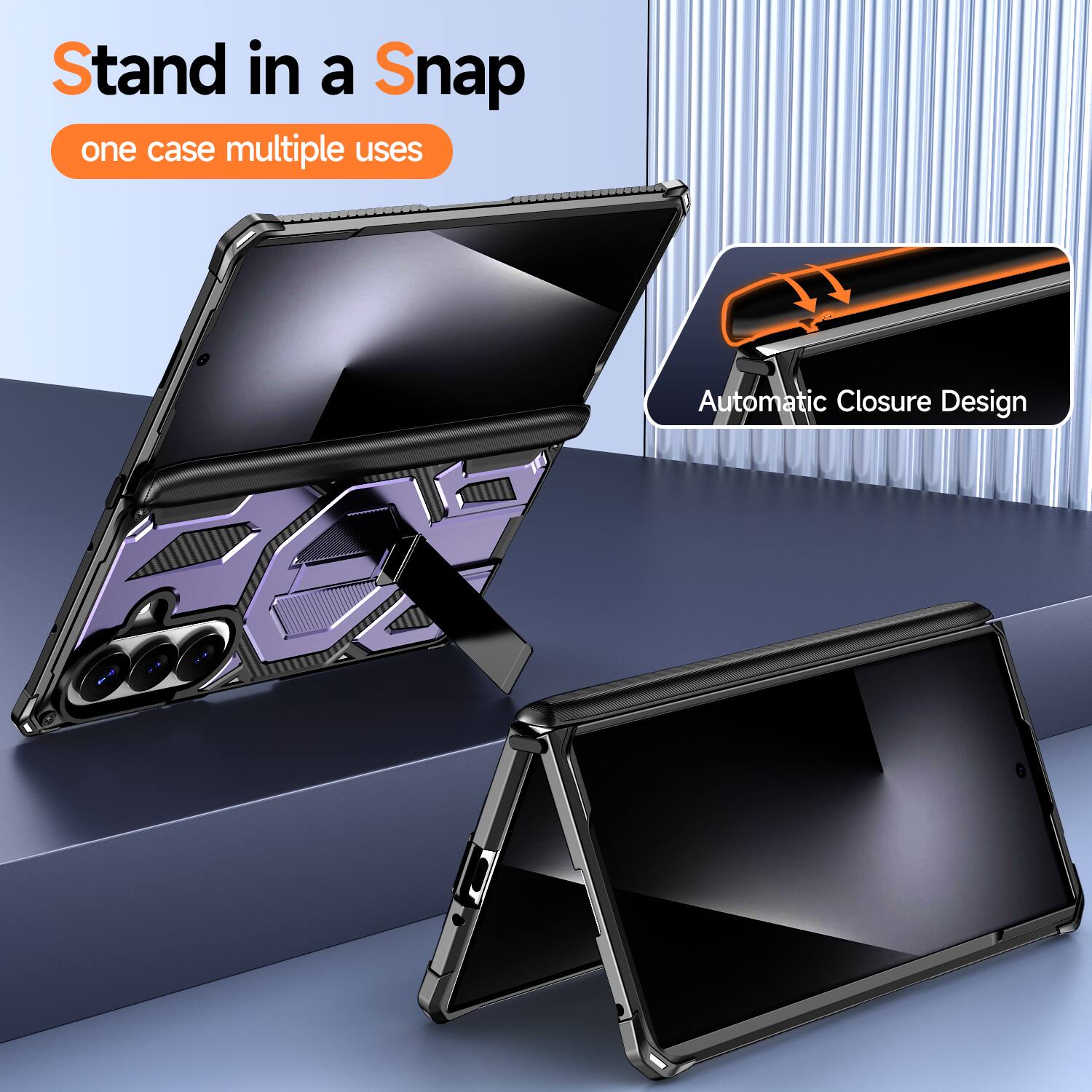 Stand in a Snap  
one case multiple uses  

Automatic Closure Design