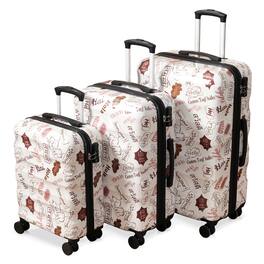 Chateau Abodes - Luggage Set 3 Piece, Hardshell Suitcases, PC+ABS, Vibrant Glossy Expandable Design (20"/24"/28") - White