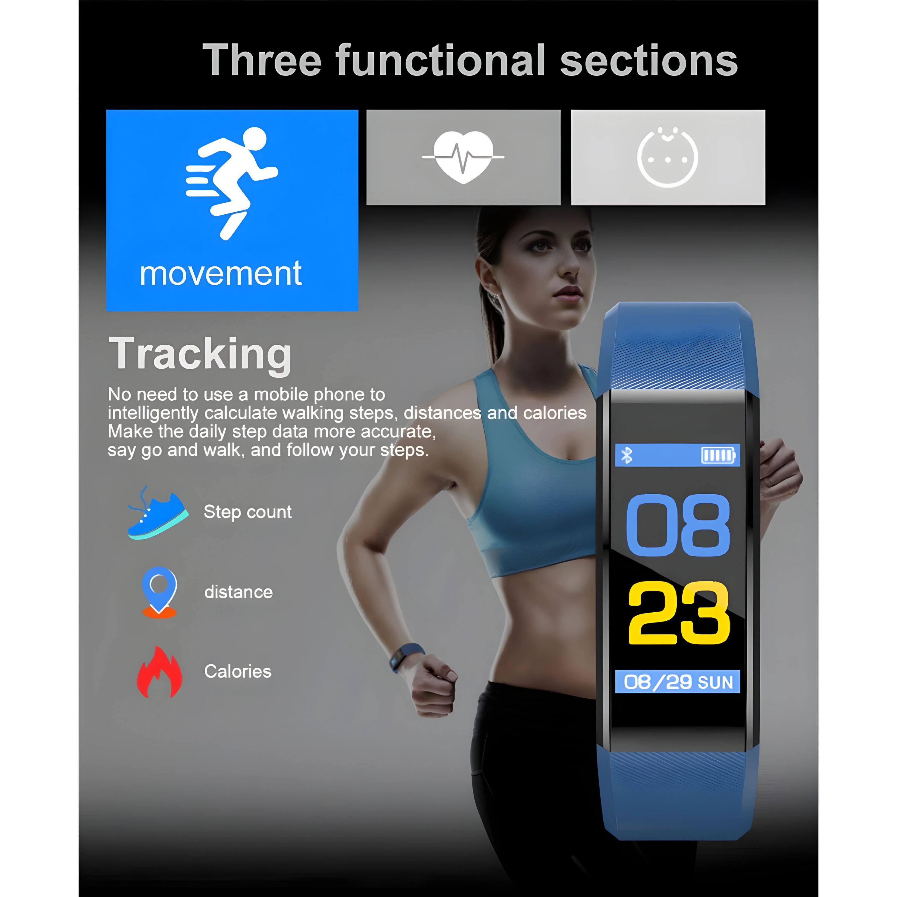 Three functional sections

movement

Tracking

No need to use a mobile phone to intelligently calculate walking steps, distances and calories. Make the daily step data more accurate, say go and walk, and follow your steps.

Step count  
distance  
Calories

08  
23  
08/29 SUN