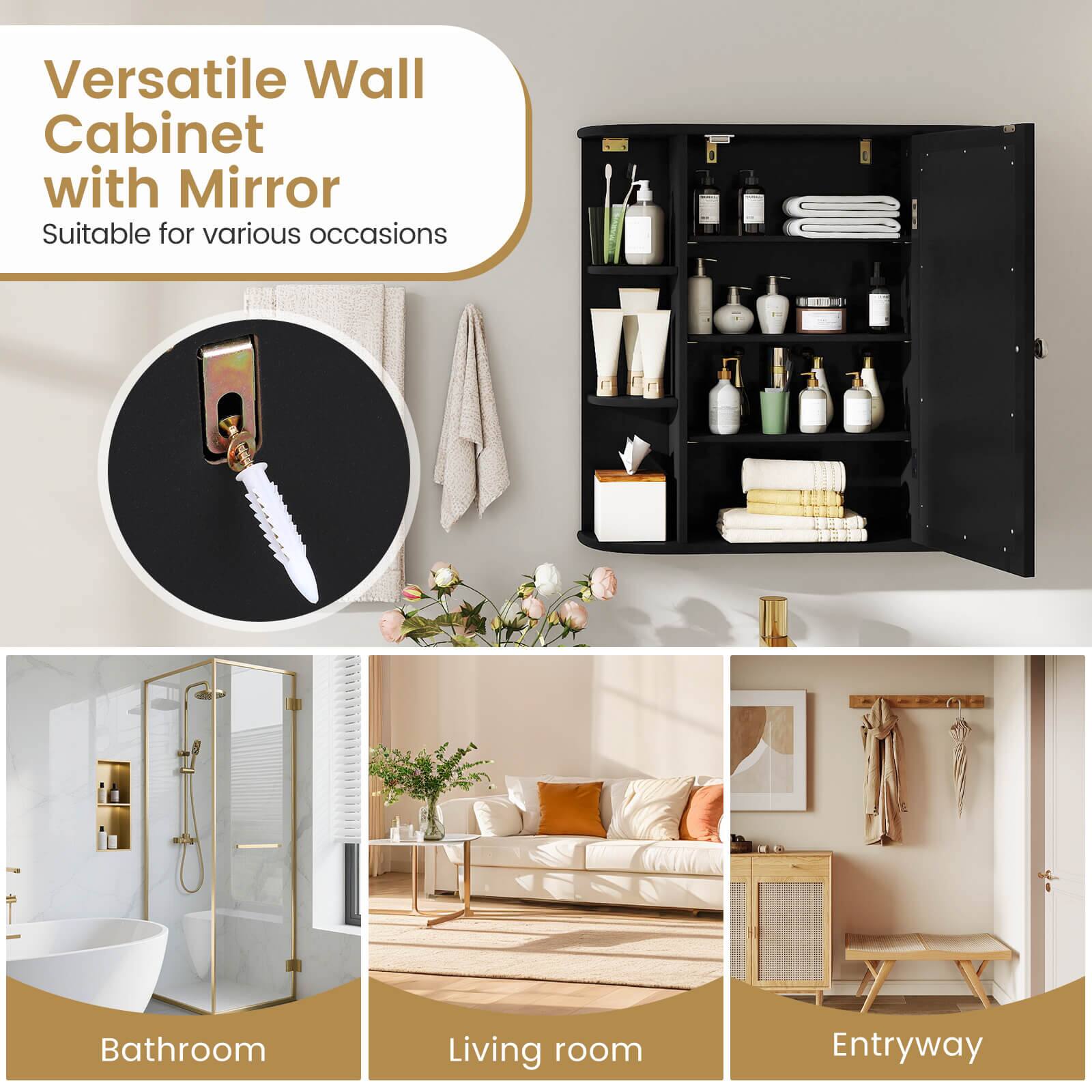 Versatile Wall Cabinet with Mirror  
Suitable for various occasions  

Bathroom  
Living room  
Entryway