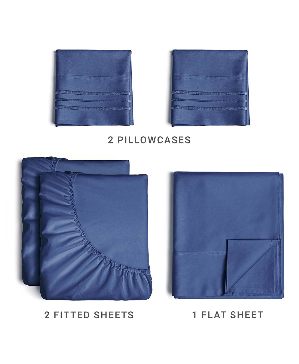 2 Pillowcases  
2 Fitted Sheets  
1 Flat Sheet