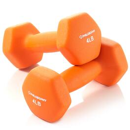 Philosophy Gym - Neoprene Dumbbell Hexagon Hand Weights - Set of 2 - Strength Training - Orange