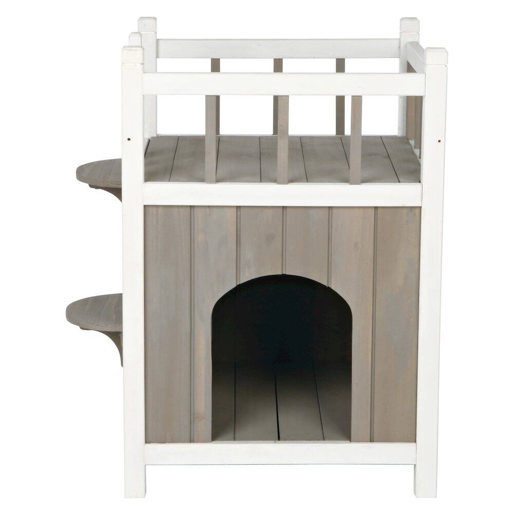 Alt View 1. TRIXIE - Natura 1-Story Weatherproof Elevated Outdoor Cat Shelter with Balcony, Gray - Gray/White.