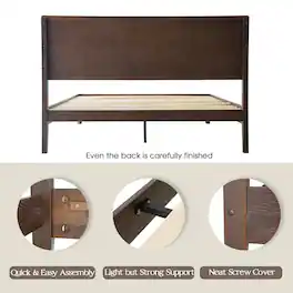 East West Furniture - Queen Wooden Platform Bed Frame - Dark Roast Oak