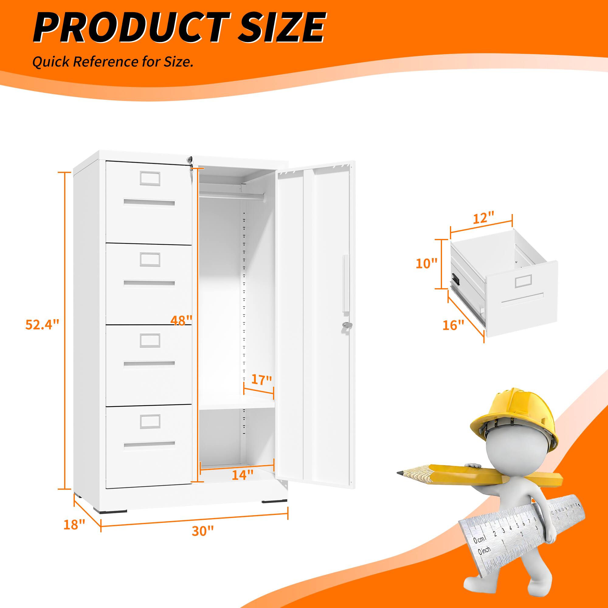 PRODUCT SIZE  
Quick Reference for Size.  

12"  
10"  
52.4"  
48"  
16"  
17"  
14"  
18"  
30"  
2 cm = 0.8"