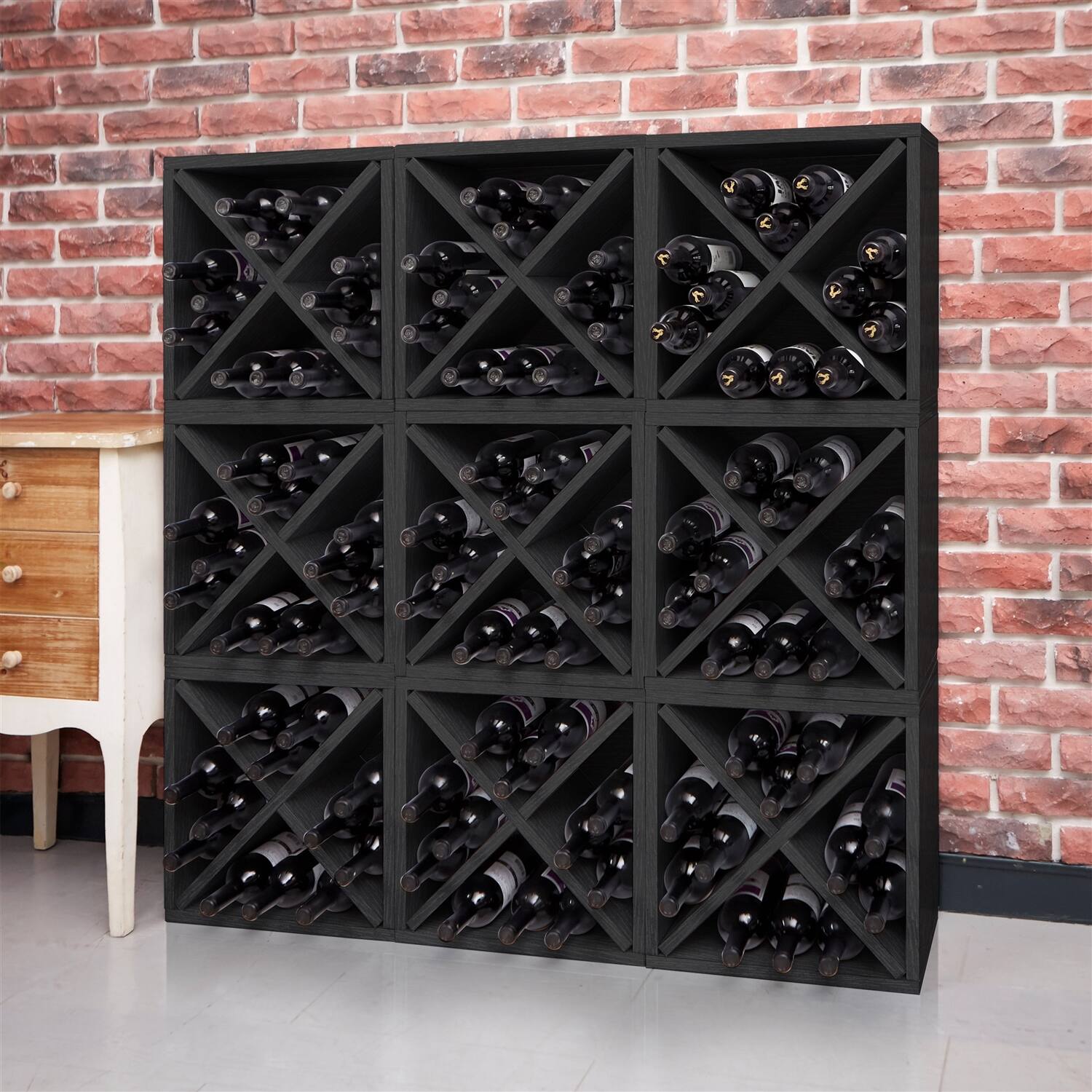 Left. Hivvago - Stackable 12-Bottle Wine Rack in Espresso Brown Wood Finish - Espresso Brown.
