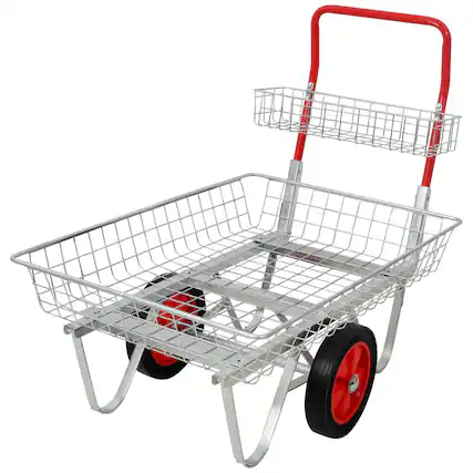 Front. LOVMOR - Garden Center Trolley with Wheels, Rolling Utility Cart for Patio, Yard and Gardening Tools - Silver.