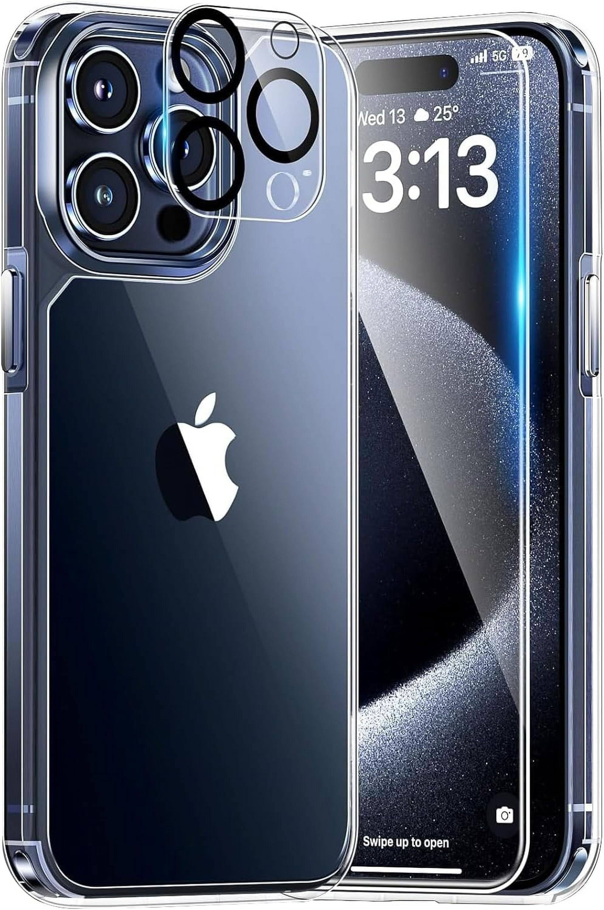 Entronix - Complete Protection Bundle for iPhone 15 Pro Max - Case, Screen Protector & Lens Protector - Clear