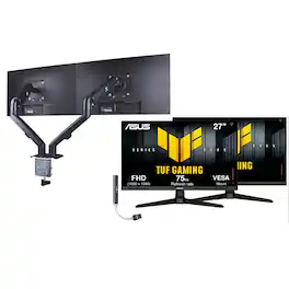 ASUS - TUF Gaming 27" FHD IPS Monitor, Anti-Glare, HDMI, Color (VG279Q3A) 2Pack w/DKZ Hub & ErgoFlexy Dual Mount Arm - Black