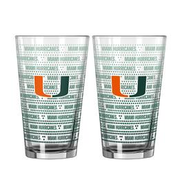 Logo Brands - Miami Hurricanes Two-Pack Chant Fade 16oz. Pint Glass Set - Multicolor