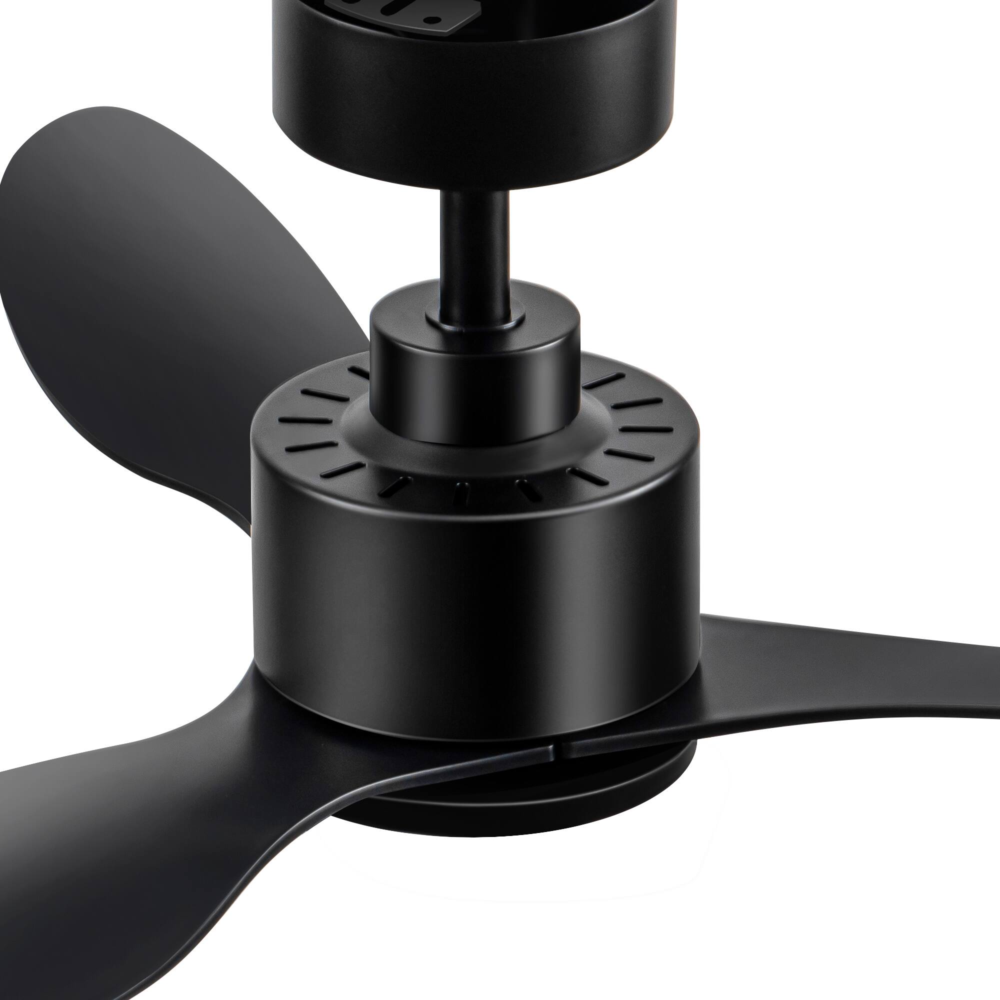 Alt View 6. Breezary - 42" Modern Indoor Ceiling Fan, 3 ABS Blades, 6-Speed DC Motor, Remote Control, Timer, 5'' Downrod, Light/No Light Option - Matte Black (Without Light).
