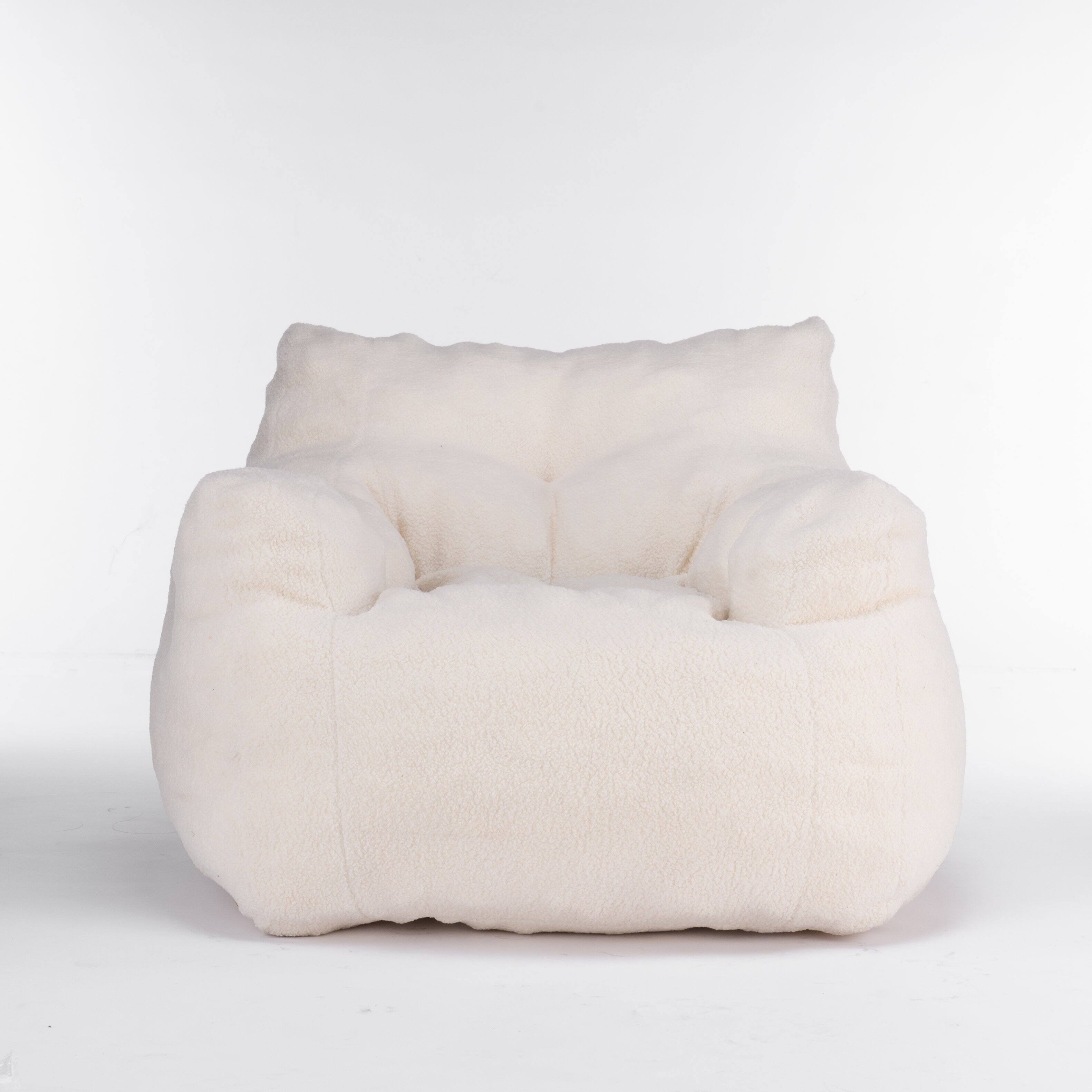 Alt View 2. GOODSILO - Luxury Plush Bean Bag Chair with Ergonomic Support - Soft Teddy Fabric and Memory Foam Filling for Ultimate Comfort - Ivory.