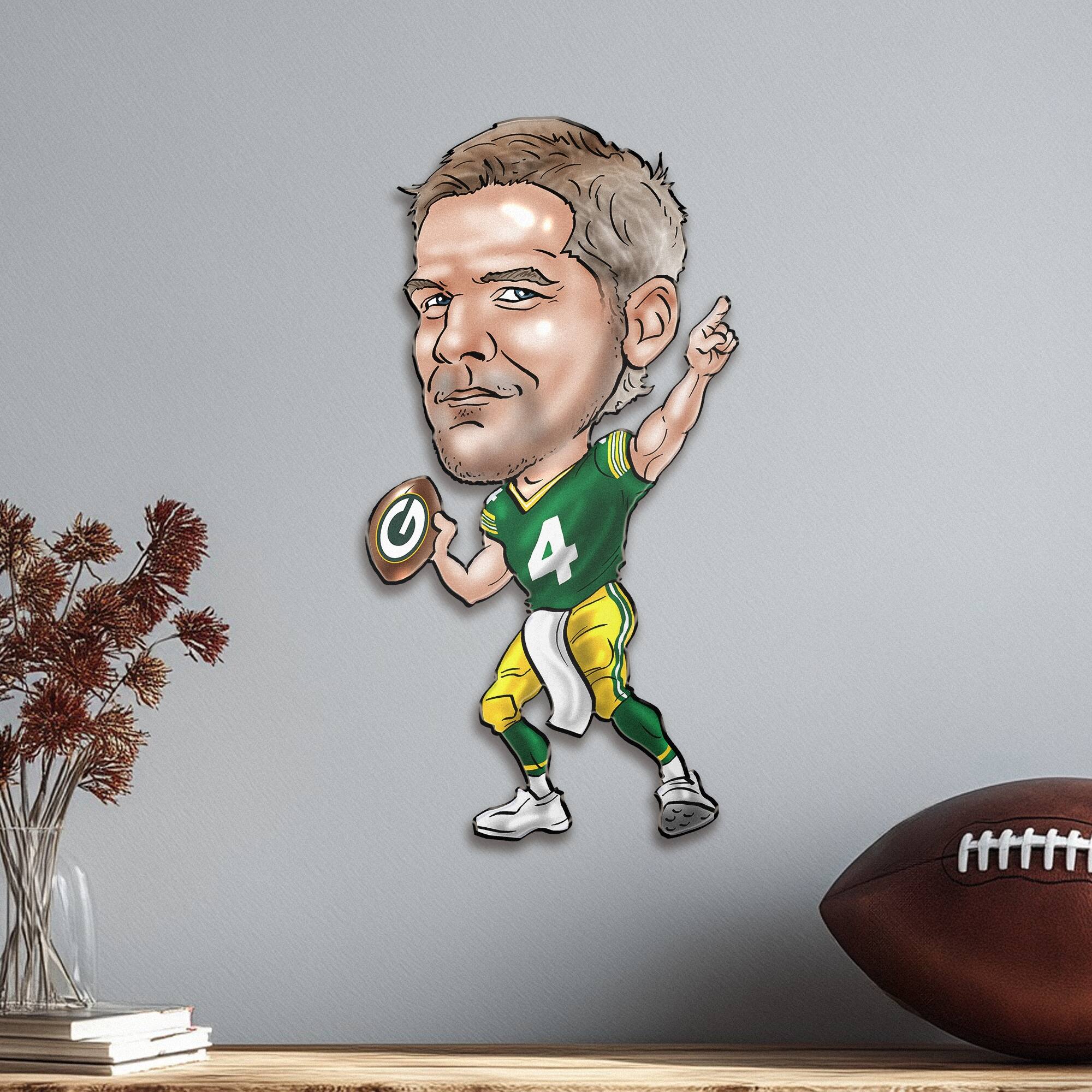 Alt View 1. Sporticulture - Brett Favre Green Bay Packers Metal Caricature Wall Art - Green.